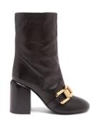 Jil Sander - Chain-embellished Leather Boots - Womens - Black