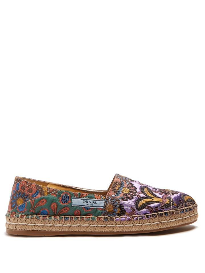 Prada Floral-brocade Espadrilles