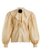 Matchesfashion.com Gucci - Polka Dot Print Silk Twill Shirt - Womens - Ivory Multi