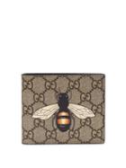 Matchesfashion.com Gucci - Gg Supreme Bee Print Bi Fold Wallet - Mens - Brown Multi