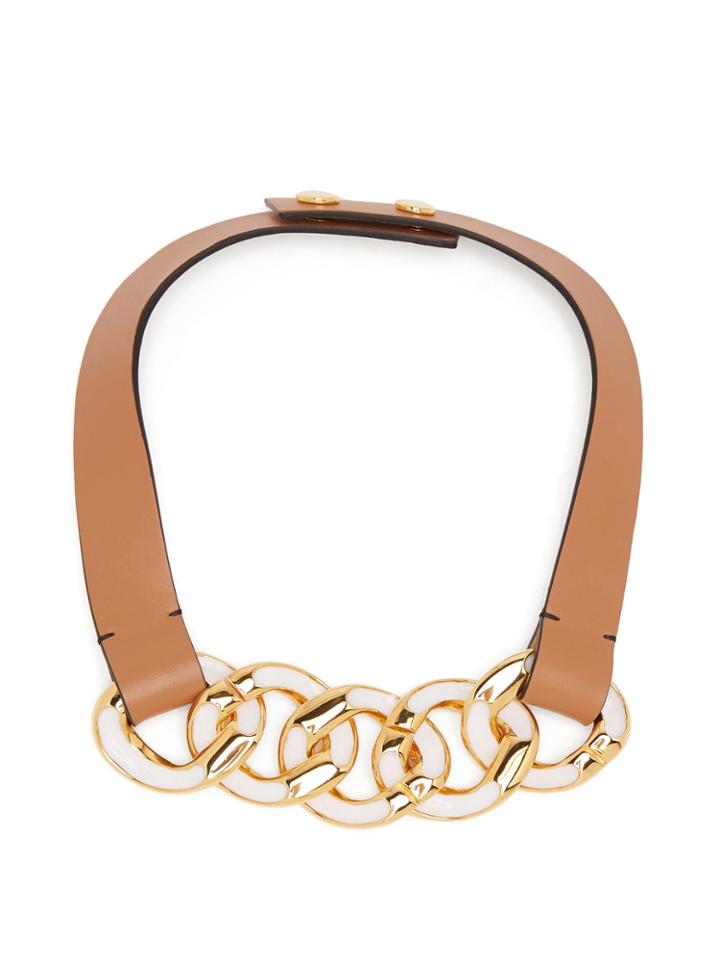 Marni Chain Link Leather Necklace