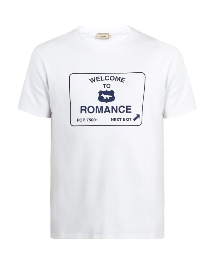 Maison Kitsuné Crew-neck Text-print Cotton T-shirt