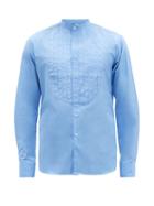 Matchesfashion.com Sbline - Bunny Tuxedo-bib Striped Cotton-poplin Shirt - Mens - Blue