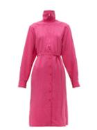 Matchesfashion.com Lemaire - Zipped Silk Blend Dress - Womens - Pink