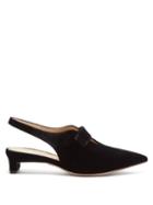 Matchesfashion.com Emilia Wickstead - X Charlotte Olympia Point Toe Velvet Pumps - Womens - Black