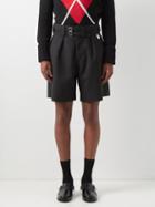 Stefan Cooke - Naval Belted Wool Shorts - Mens - Charcoal
