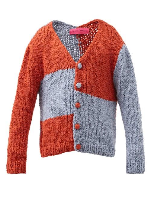 The Elder Statesman - Colour-blocked Boucl-knit Cotton Cardigan - Mens - Blue Multi