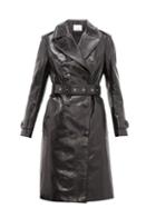 Matchesfashion.com Burberry - Tintagel Double Breasted Leather Trench Coat - Womens - Black
