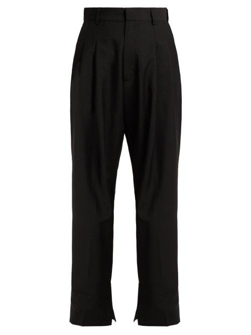 Matchesfashion.com Edward Crutchley - Pleated Wool And Mohair High Rise Trousers - Womens - Black
