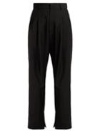 Matchesfashion.com Edward Crutchley - Pleated Wool And Mohair High Rise Trousers - Womens - Black