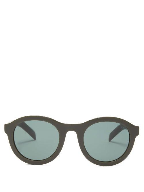 Matchesfashion.com Prada Eyewear - Round Acetate Sunglasses - Womens - Green