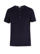 Matchesfashion.com Sunspel - Henley Short Sleeved Cotton T Shirt - Mens - Navy