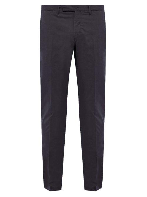 Matchesfashion.com Incotex - Cotton Blend Chino Trousers - Mens - Grey