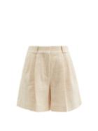 Matchesfashion.com Blaz Milano - Missy High-rise Cotton-blend Boucl Shorts - Womens - Cream