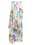 Matchesfashion.com Balenciaga - Draped Watercolour Print Silk Satin Dress - Womens - White Multi