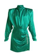 Matchesfashion.com Alessandra Rich - Crystal Embellished Silk Satin Mini Dress - Womens - Green