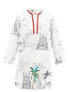 Matchesfashion.com Le Sirenuse, Positano - Charlotte Prehistoric Positano-print Cotton Kaftan - Womens - White Print