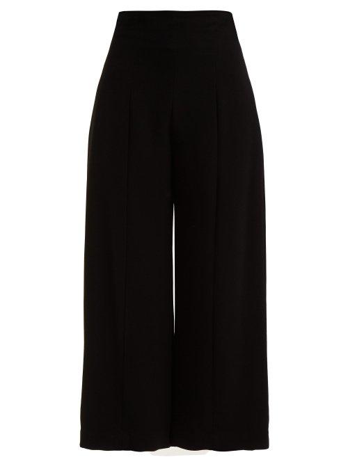 Matchesfashion.com Racil - Nacho High Rise Cropped Crepe Trousers - Womens - Black