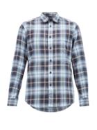 Matchesfashion.com Burberry - Logo-embroidered Checked Cotton Shirt - Mens - Navy