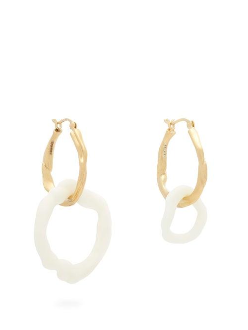 Matchesfashion.com Completedworks - Ceramic Gold Vermeil Silver Hoop Earrings - Womens - White