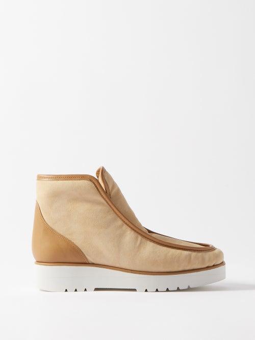 Gabriela Hearst - Tyga 40 Leather-trimmed Shearling Boots - Womens - Beige