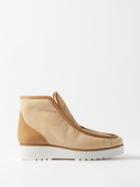 Gabriela Hearst - Tyga 40 Leather-trimmed Shearling Boots - Womens - Beige