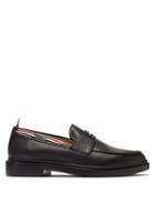 Matchesfashion.com Thom Browne - Grosgrain Trim Pebbled Leather Penny Loafers - Mens - Black