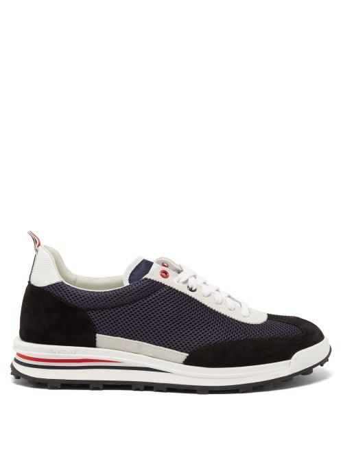 Thom Browne - Nylon And Suede Runner Trainers - Mens - Navy