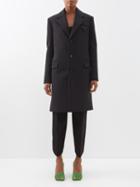 Bottega Veneta - Oversized-shoulder Belted Tricotine Coat - Womens - Black