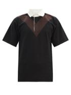 Matchesfashion.com Bottega Veneta - V-panel Cotton Polo Shirt - Mens - Black
