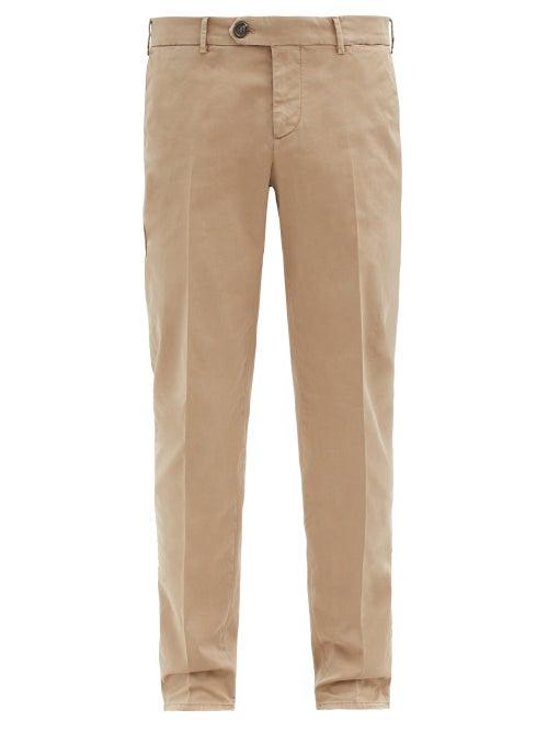 Matchesfashion.com Brunello Cucinelli - Straight-leg Cotton-blend Twill Chino Trousers - Mens - Beige