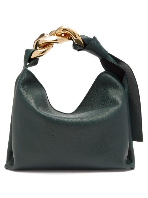 Jw Anderson - Chain-handle Leather Shoulder Bag - Womens - Dark Green