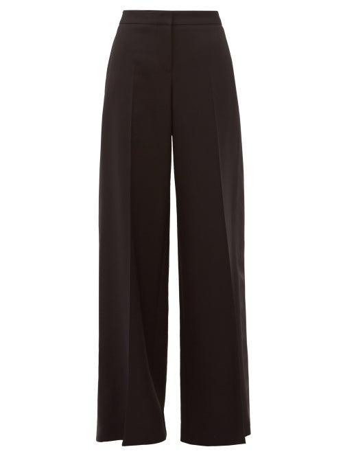 Matchesfashion.com Alexander Mcqueen - Wool Blend Wide Leg Tuxedo Trousers - Womens - Black