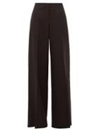 Matchesfashion.com Alexander Mcqueen - Wool Blend Wide Leg Tuxedo Trousers - Womens - Black