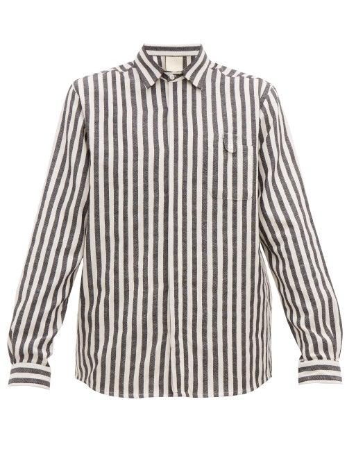 Matchesfashion.com Marrakshi Life - Striped Cotton Blend Shirt - Mens - Black White