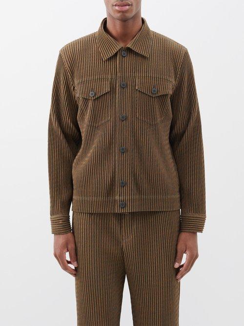 Homme Pliss Issey Miyake - Zipper Chain Flap-pocket Technical-pleated Jacket - Mens - Orange