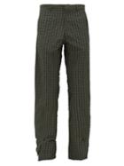 Matchesfashion.com Bianca Saunders - Jeff Slit-cuff Gingham-seersucker Trousers - Mens - Green