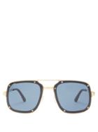 Matchesfashion.com Cartier Eyewear - Santos De Cartier Aviator Brushed Metal Sunglasses - Mens - Gold
