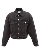 Mm6 Maison Margiela - Cutout-sleeve Cropped Denim Jacket - Womens - Black