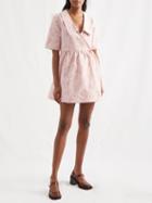 Ganni - Paisley-print Denim Wrap Dress - Womens - Pink Print