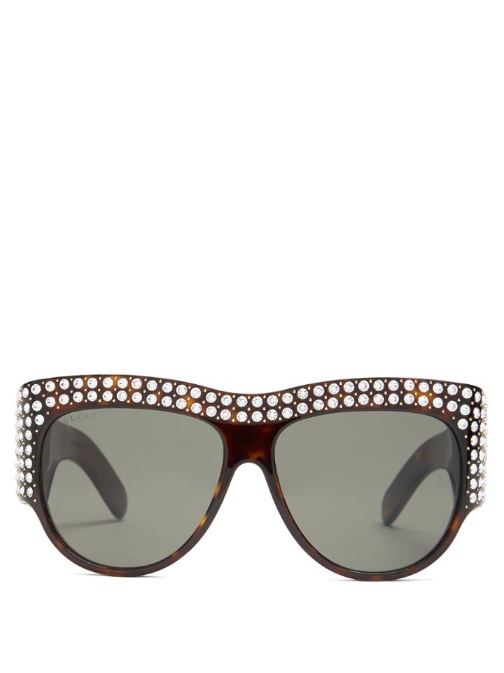 Gucci Crystal-encrusted Acetate Sunglasses