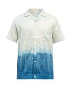 Mens Rtw Smr Days - Paraiso Degrade-print Slubbed Silk-poplin Shirt - Mens - Blue White