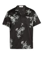 Matchesfashion.com Commas - Floral Print Short Sleeved Silk Blend Shirt - Mens - Black Multi