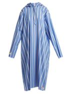 Matchesfashion.com Vetements - Oversized Striped Hooded Dress - Womens - Blue White