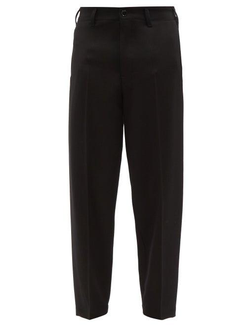 Lemaire - Pleated Wool Tapered-leg Trousers - Mens - Black