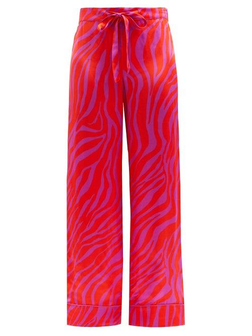 Matchesfashion.com Halpern - Zebra-stripe Satin Trousers - Womens - Red Print