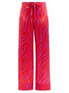 Matchesfashion.com Halpern - Zebra-stripe Satin Trousers - Womens - Red Print