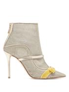 Matchesfashion.com Malone Souliers By Roy Luwolt - Claudia Leather And Mesh Ankle Boots - Womens - Gold