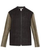 Matchesfashion.com By Walid - Embroidered Panel Zip Through Linen Jacket - Mens - Black Green