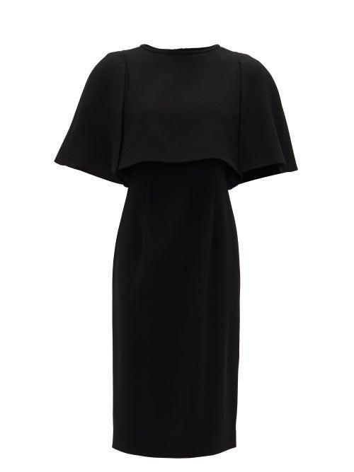 Matchesfashion.com Goat - Cape-bodice Wool-crepe Dress - Womens - Black